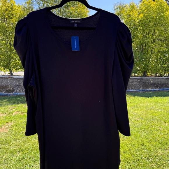 Lane Bryant Black 3/4 Sleeve Ruched Blouse #115 - Picture 1 of 2